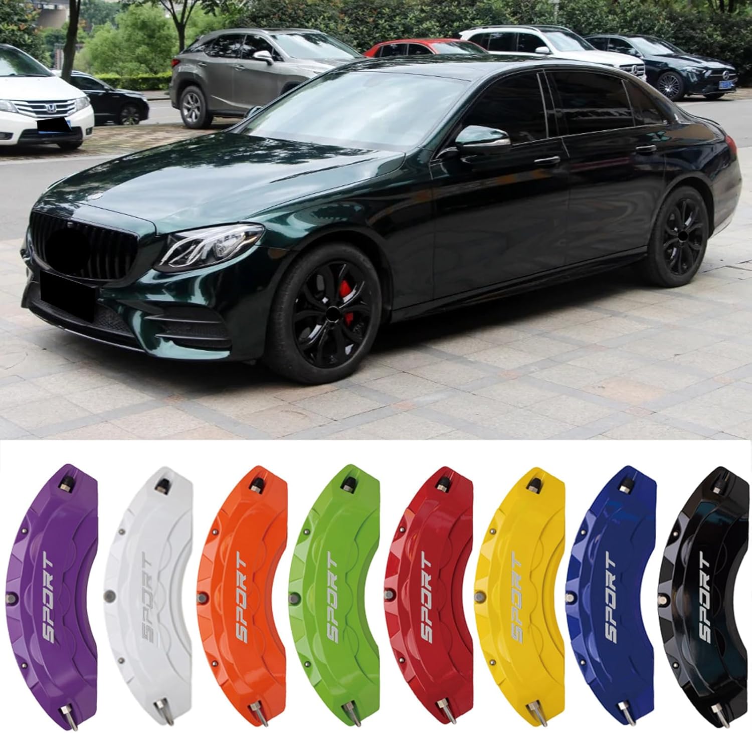 4pc Brake Caliper Covers Compatible Front Rear 17/18/19/20/21 Wheel Size for Mercedes Benz E Class Accessories (Red)