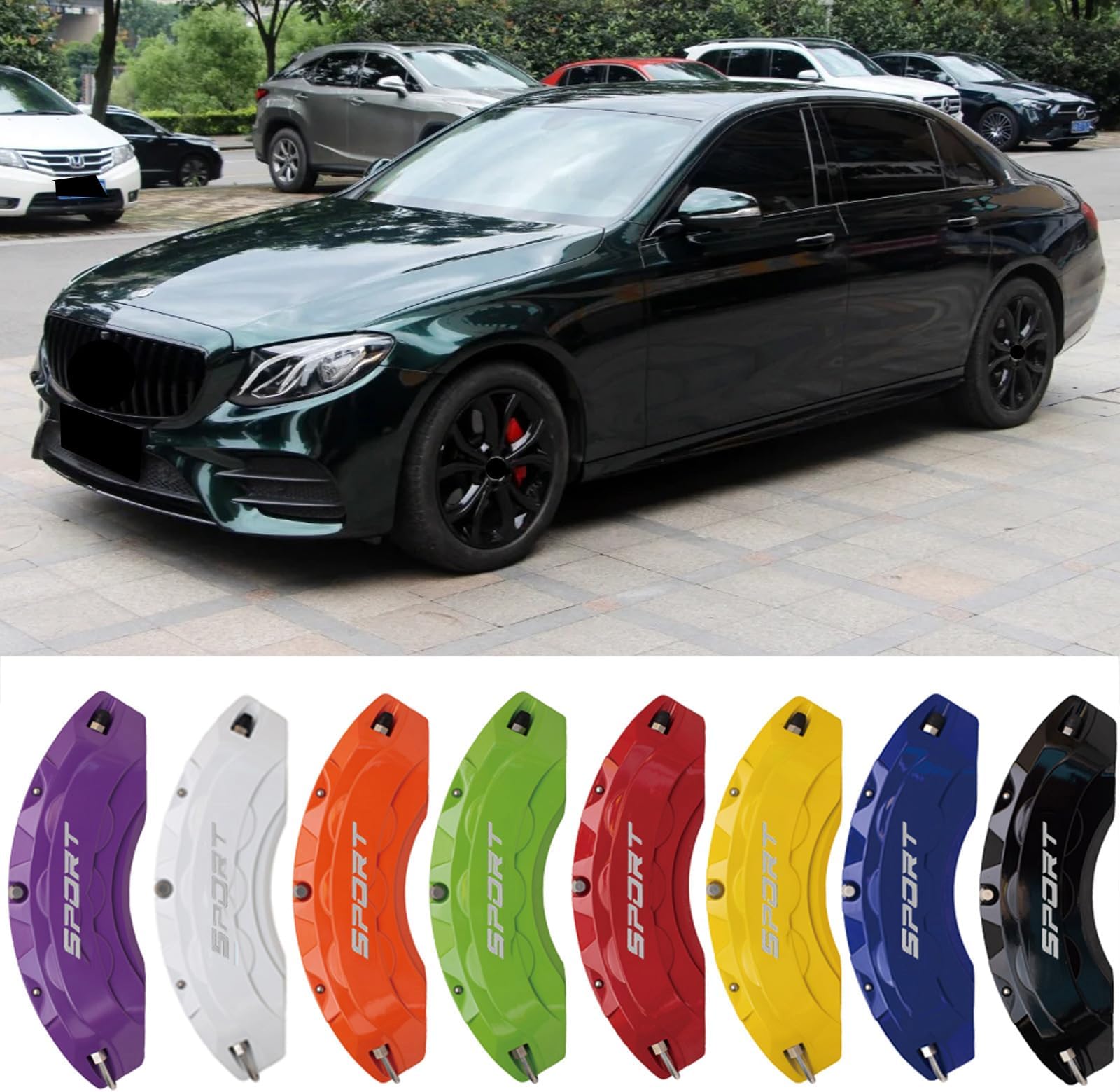 4pc Brake Caliper Covers Compatible Front Rear 17/18/19/20/21 Wheel Size for Mercedes Benz E Class Accessories (Red)