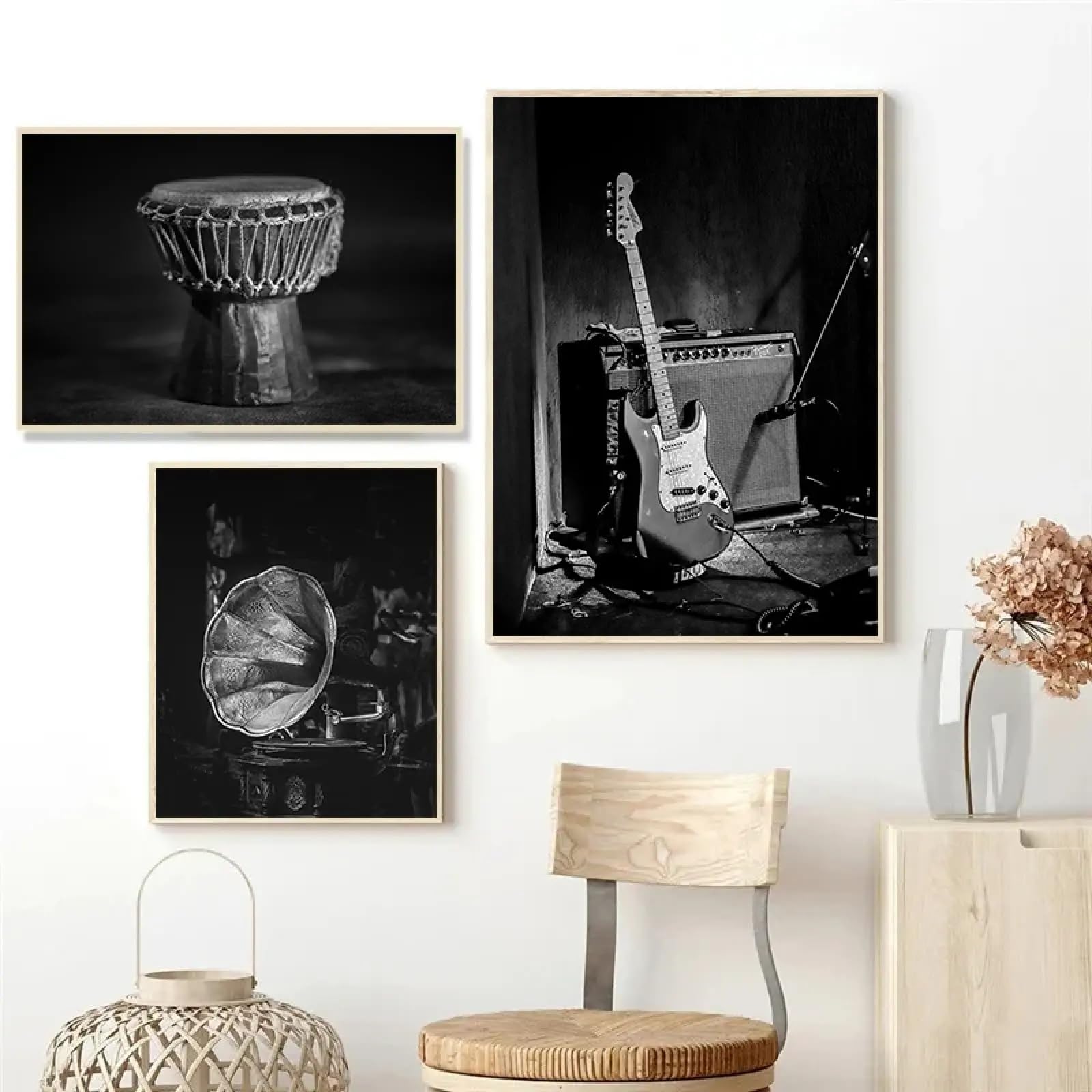 Tableau violon piano guitare impression canvas d'art encadrée luxe - 6