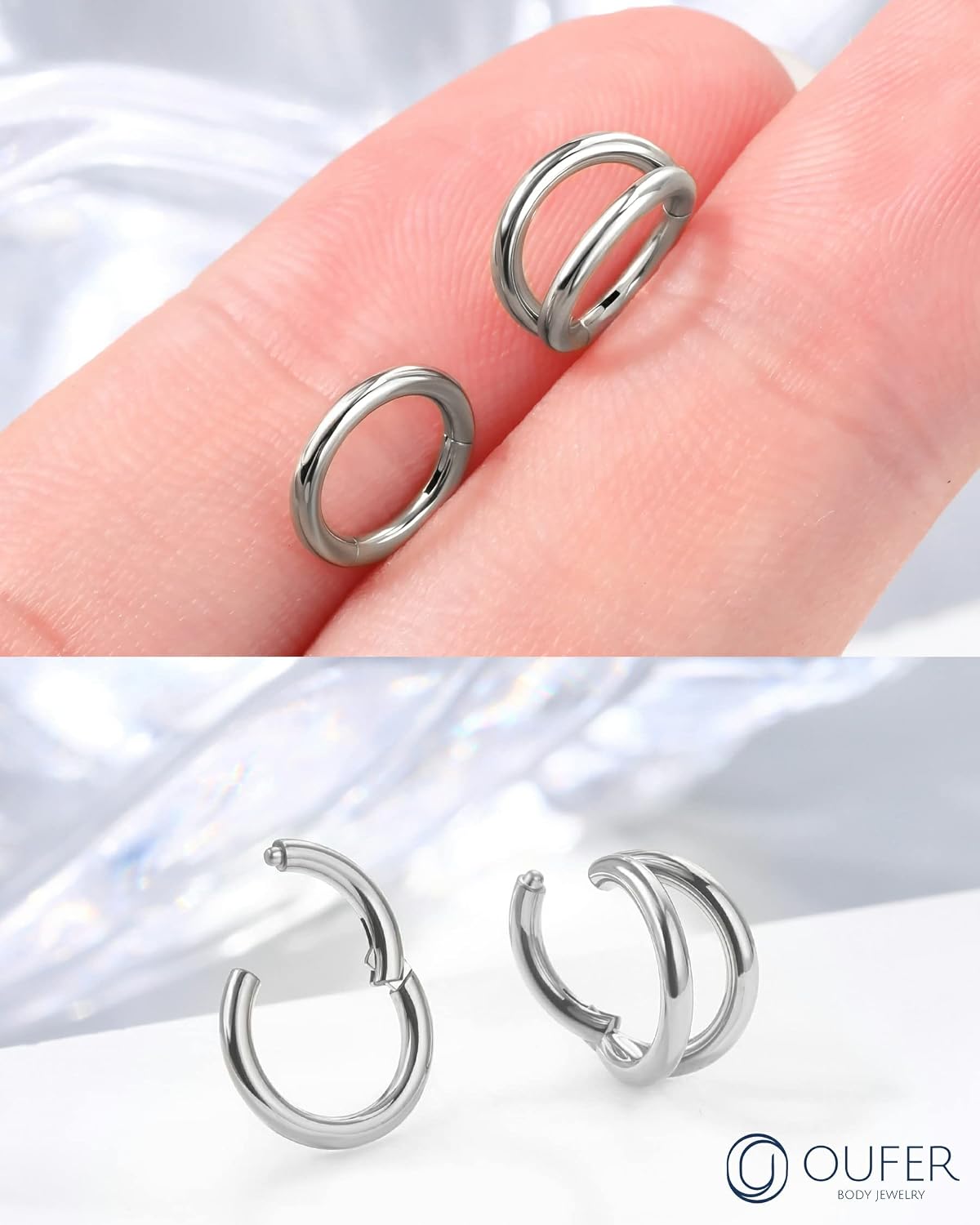 OUFER 2PCS Cartilage Hoop Earring 16G 316L Surgical Steel Helix Cartilage Piercing Jewelry, Helix Daith Rook Tragus Conch Cartilage Earrings For Women