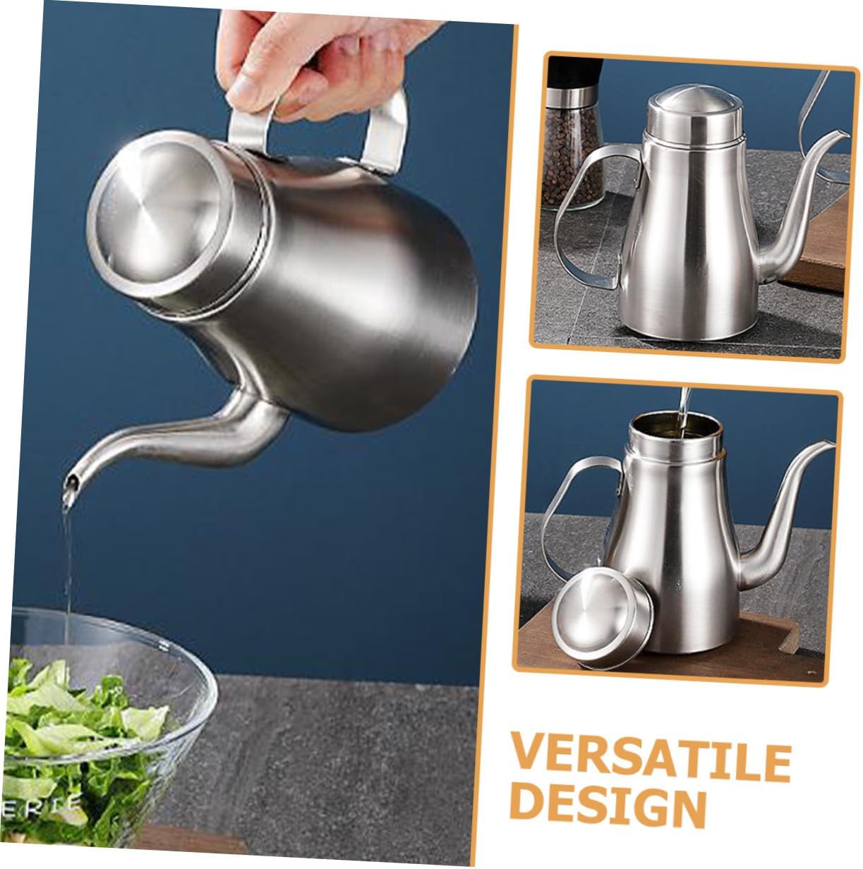 304 Stainless Steel Oil Dispenser Bottle 32oz, Leak-proof Multi-function Oil and Vinegar Container with Filter, Convenient Kitchen Soy Sauce and Cooking Sauce Storage