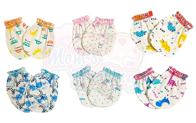 Moms Darling Newborn Baby Cotton Mittens Set/Gloves Set - Multicolor
