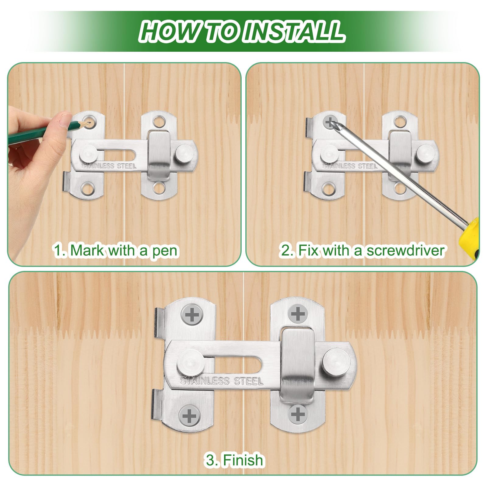 M METERXITY 2-Pack Flip Latch Gate Latch - Image 4