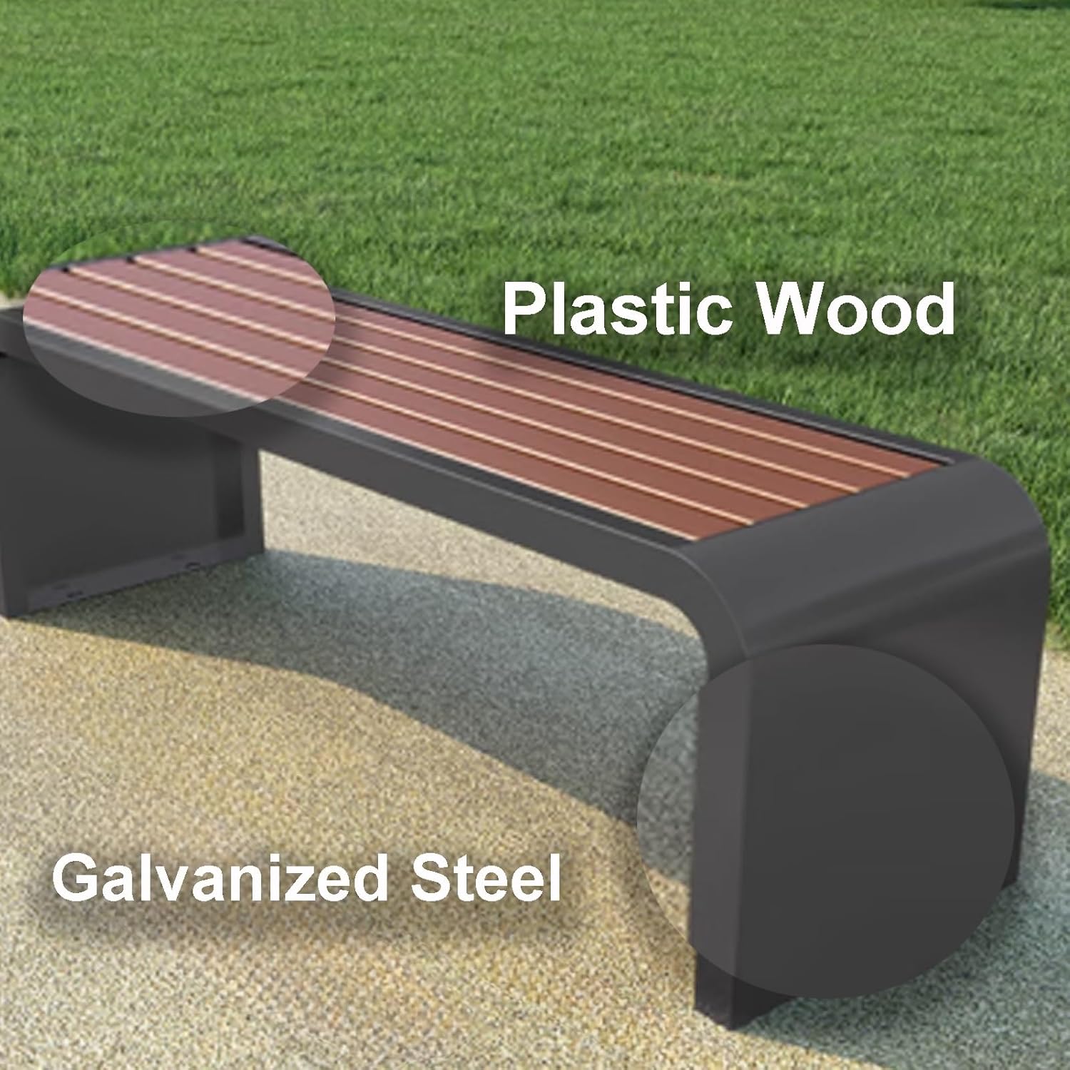 Garden Bench, Park Benches, Porch Bench Seat, Patio Bench, Outdoor Lounge Furniture Couch Without Installation for Deck, Front Porch(Brown+Black)