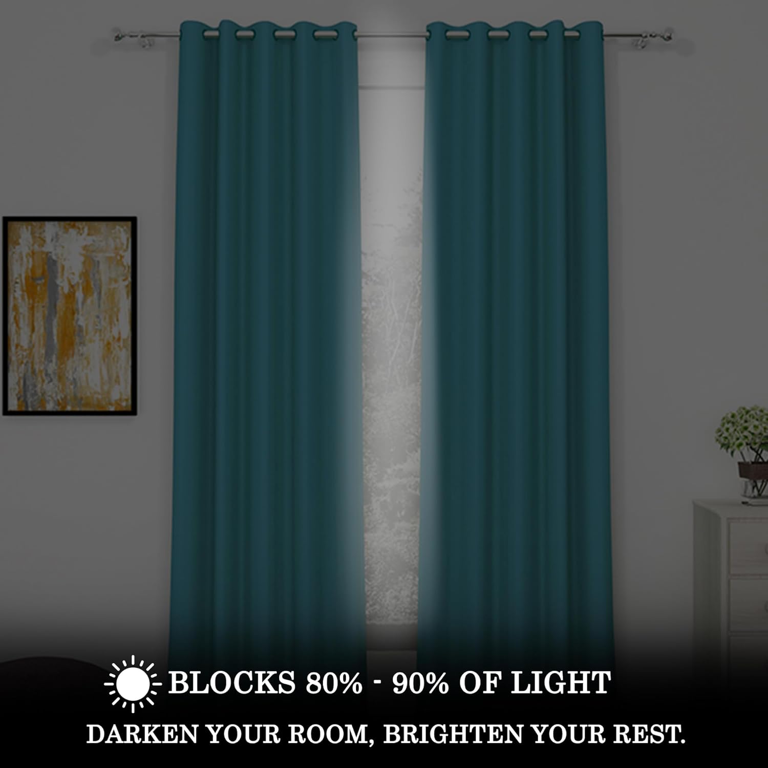 New Year Sale Story@Home Blackout Window Curtains 5 Feet Set Of 2 | Plain