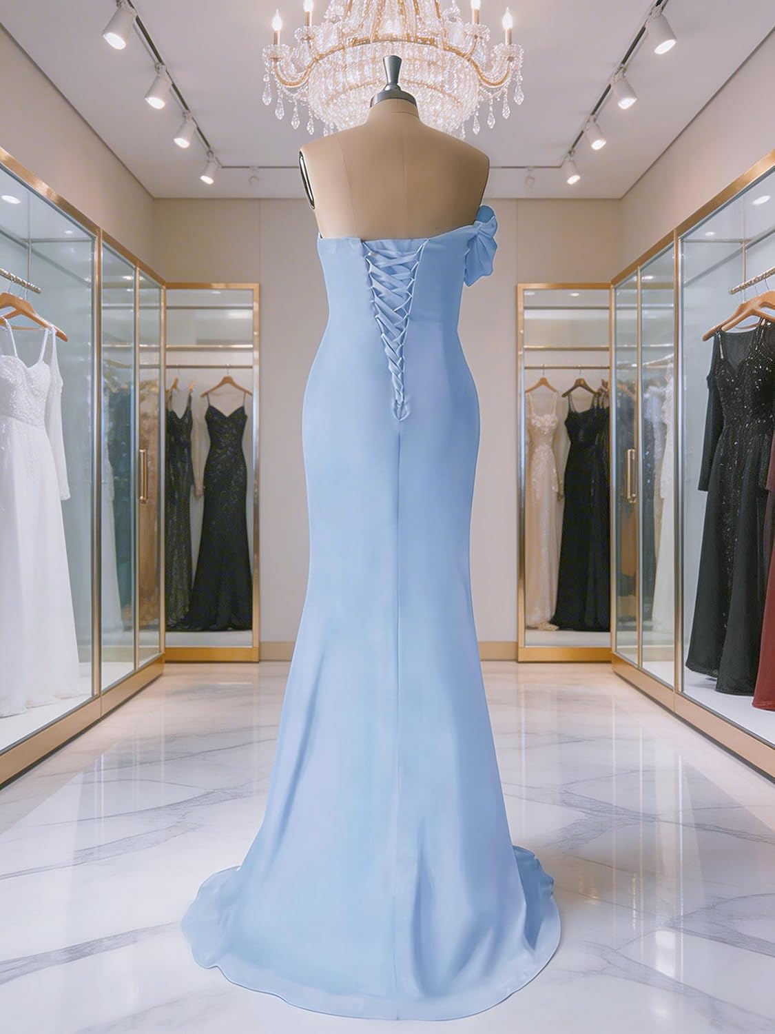 One Shoulder Chiffon Bridesmaid Dresses for Women 2026 Long Pleated Wedding Guest Dress Mermaid Formal Gowns B001