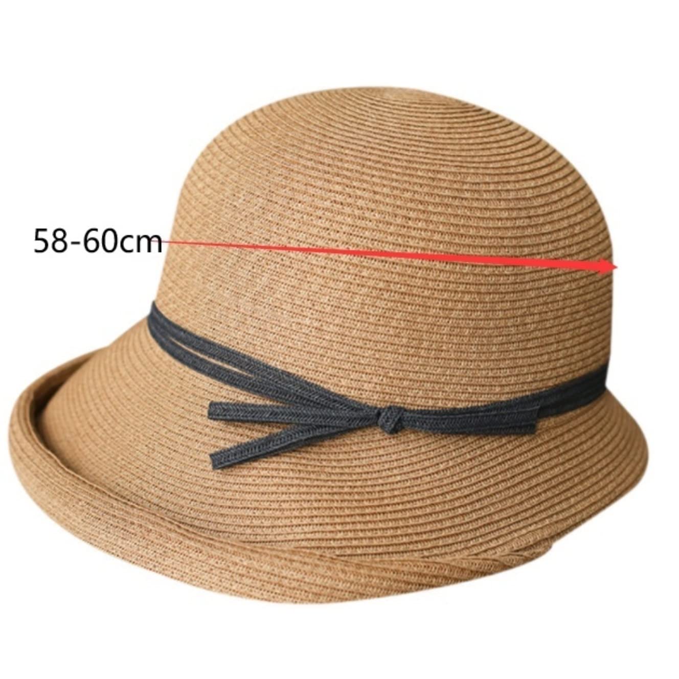 LNNSHX Sombrero de Playa para Mujer Protección de Paja de Verano con ala Flexible para el Sol para Mujer (Blauw: Bruin Tamaño 58-60 cm) (Beige 7 1/87 3/8) (BR