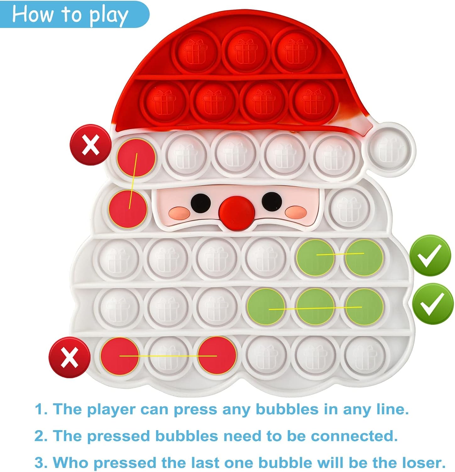 Christmas Pop Bubble Fidget Sensory Toys, Santa Claus Squeeze Sensory Toys, Christmas Novelty Gifts for Kids, Stress Relief and Anti-Anxiety Tools for Kids and Adults image 5