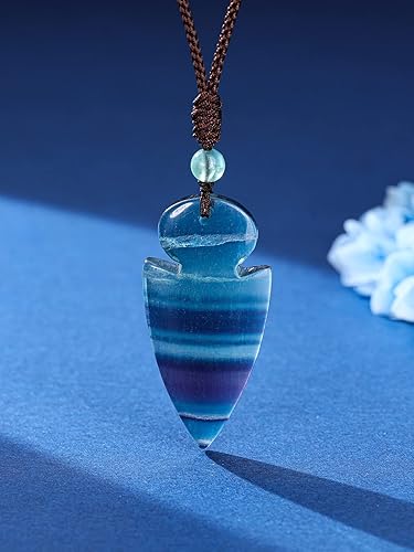 Miniatura 2 de PESOENTH Collar de zorro de cristal para hombres y mujeres, con piedra curativa de fluorita, amuleto de protección de amuleto de la suerte, collar