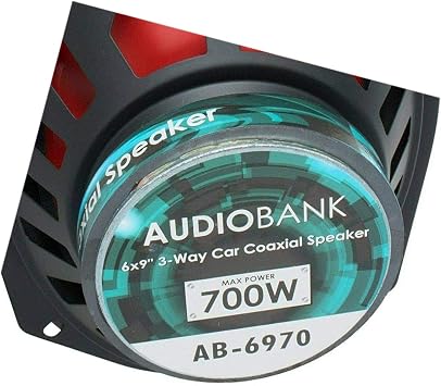Audiobank AB6970 6x9 Inch 3-Way Coaxial Car Speakers, 700 Watt Peak, Red Design, Pair of 2 Vehicle Stereo Replacement Speakers