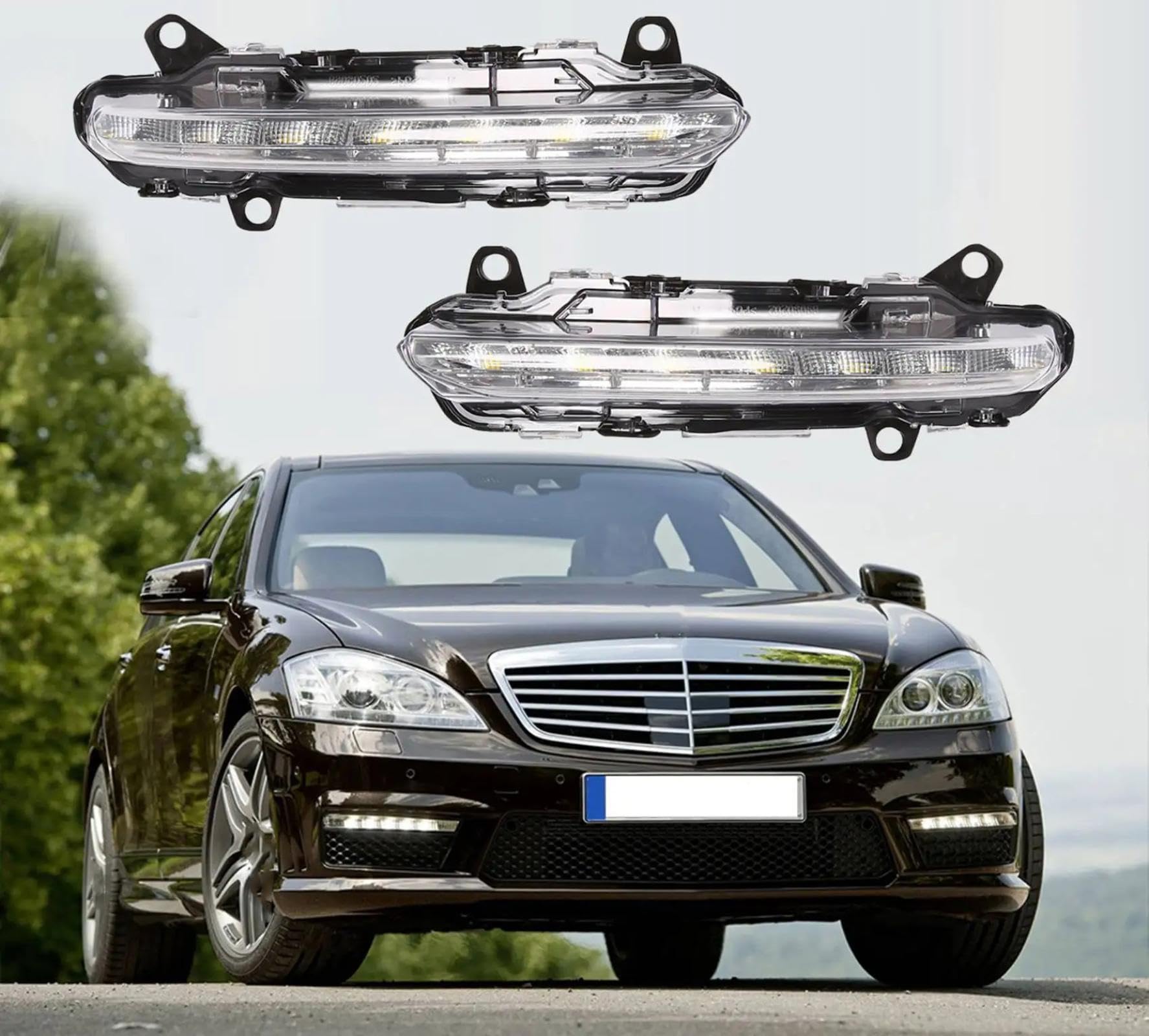 Mistlampen Dla Benz Dla Klasa S Dla W221 Przedni lewy + prawy samochód Lampa przeciwmgielna Zderzak Światło przeciwmgielne LED DRL Do jazdy dziennej