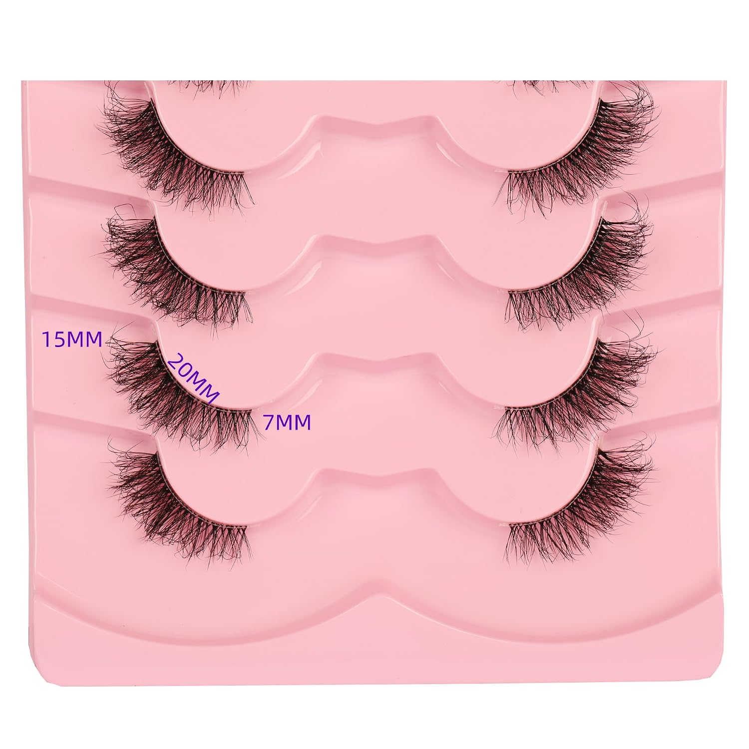 False Eyelashes Wispy Half Lashes Cat Eye Look Natural Clear Band Eyelashes 1/2 Faux Mink Lashes 7 Pairs image 3