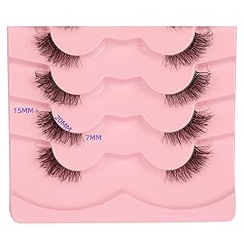 Gmagictobo False Eyelashes Wispy Half Lashes Cat Eye Look Natural Clear Band Eyelashes 1/2 Faux Mink Lashes 7 Pairs