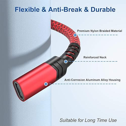 Miniatura 4 de OKRAY - Cable de extensión USB C, cable extensor USB-C macho a USB-C hembra, 100 W, carga rápida, 10 Gbps, transferencia tipo C, Thunderbolt 3,