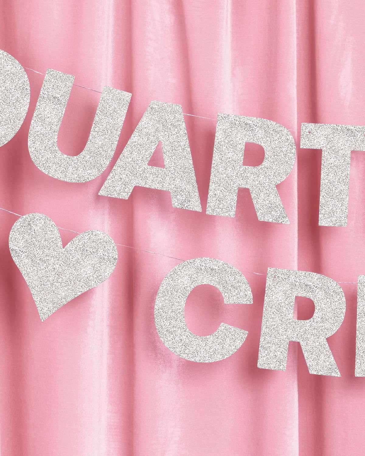 xo, Fetti Quarter Life Crisis Banner - Silver Glitter, 4 Ft. | Fun Birthday Party Decorations, 25th Birthday Decor, HBD, Gag Gift, Photobooth Backdrop, 30th Birthday