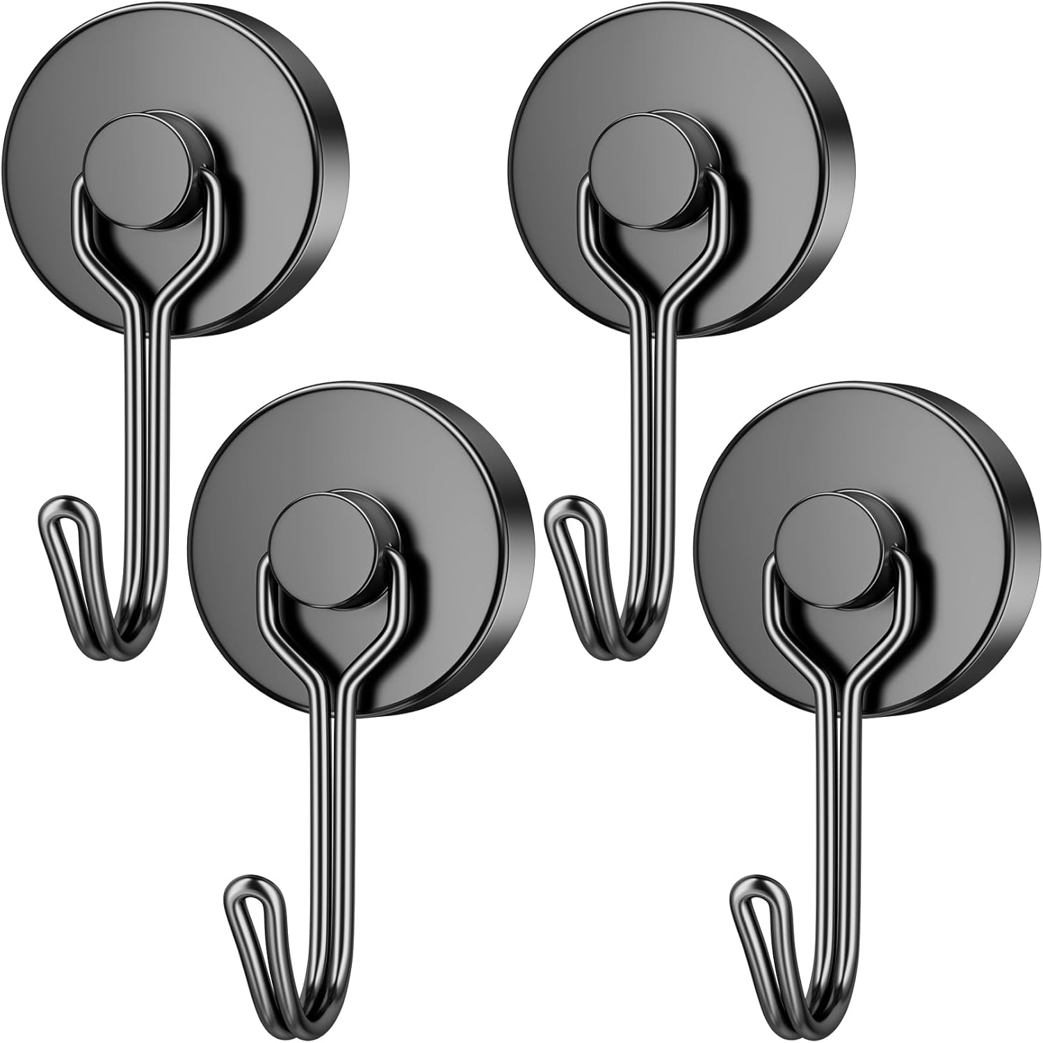 FINDMAG 4 Pack 60 lb+ Swivel Swing Magnetic Hooks Heavy Duty, Magnet with Hooks Strong Magnetic Hooks Neodymium Magnet Hooks for Indoor/Outdoor Hanging (25mm 60LBS 4Pack) Thumbnail