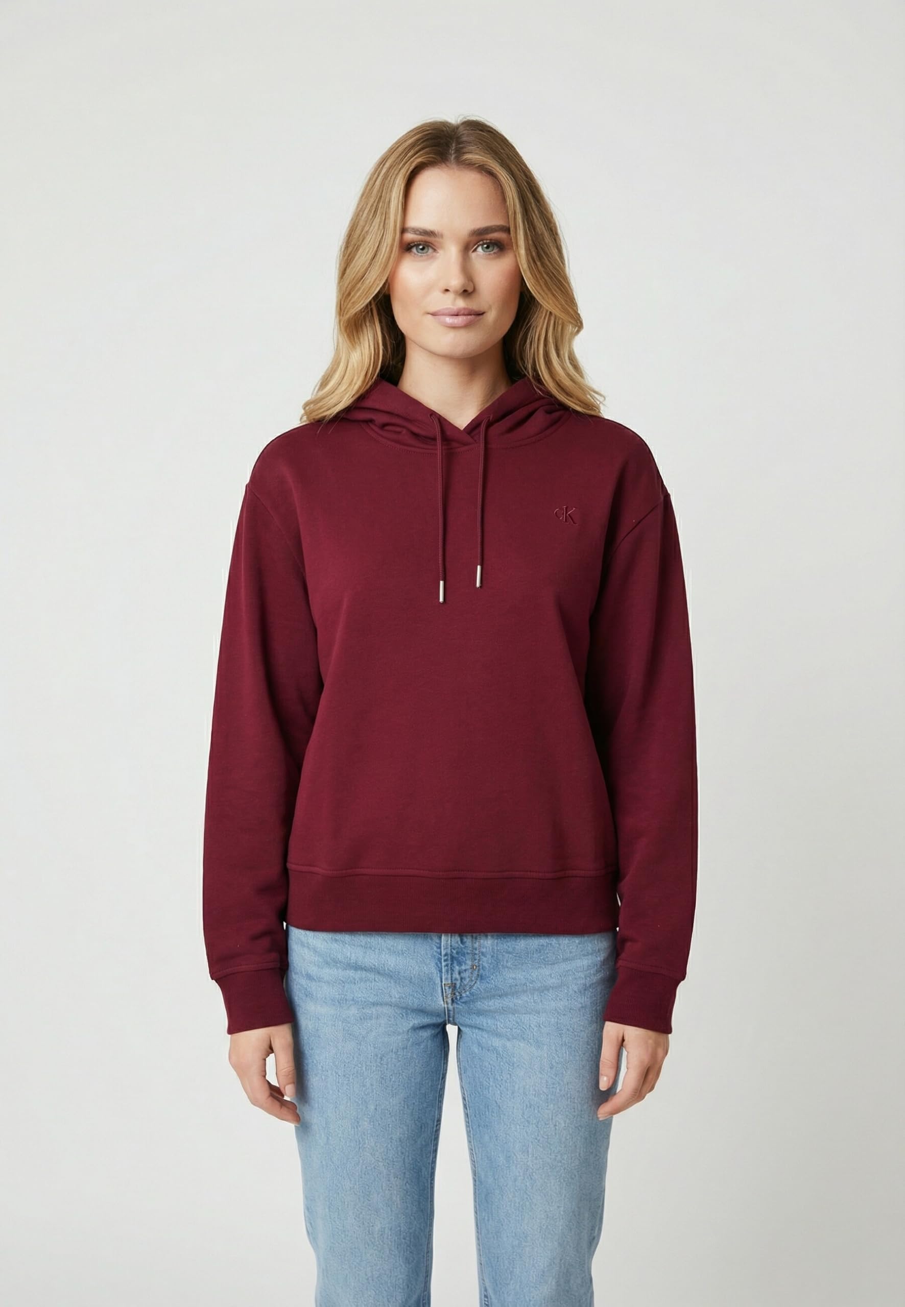 Calvin Klein Donna Felpa con Cappuccio Monogram Terry con Logo