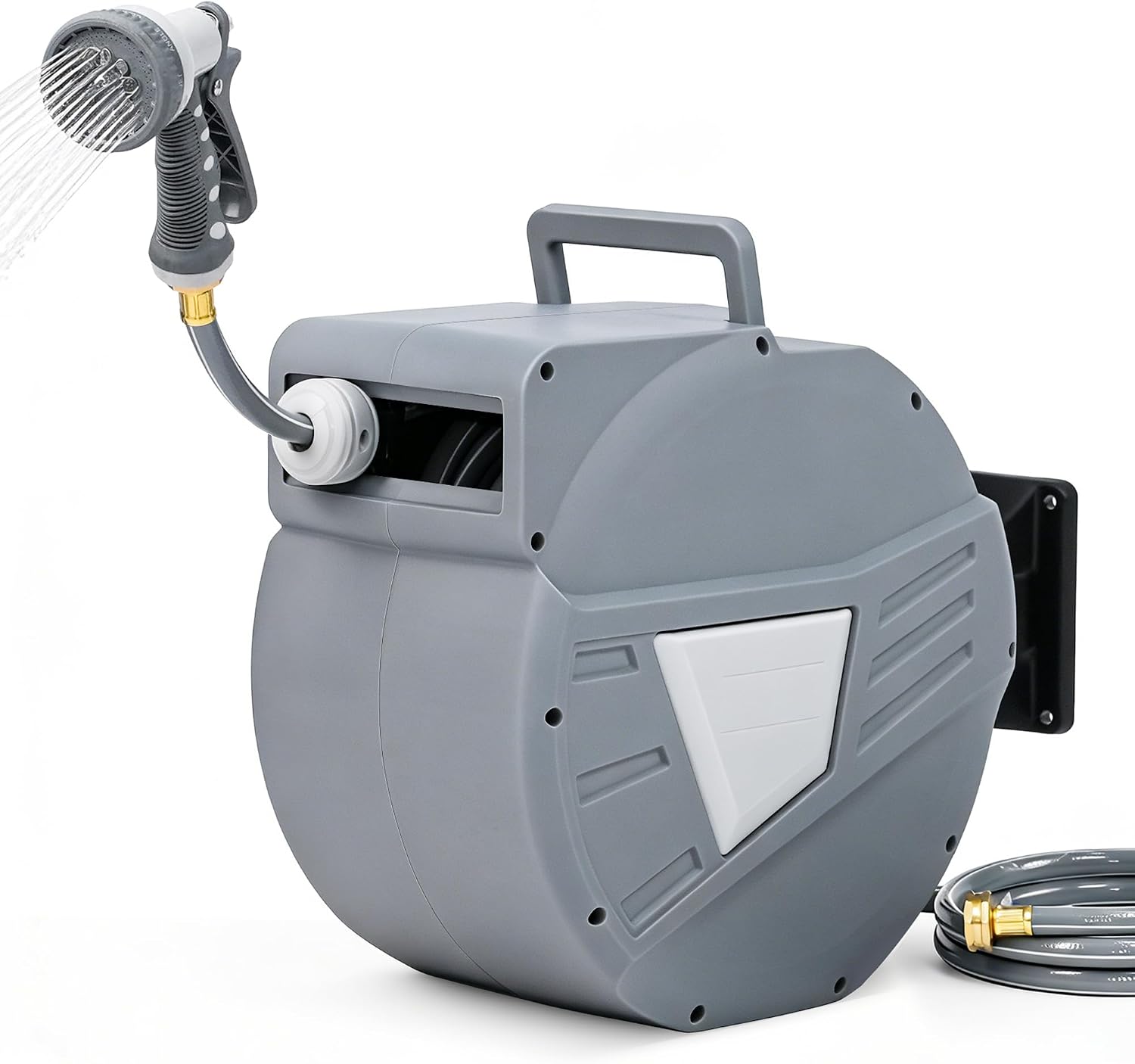 STARLEAD 1/2 in x 100 ft Retractable Garden Hose Reel | Wall Mounted, Auto Rewind, 180° Swivel Bracket, Adjustable Spray Nozzle