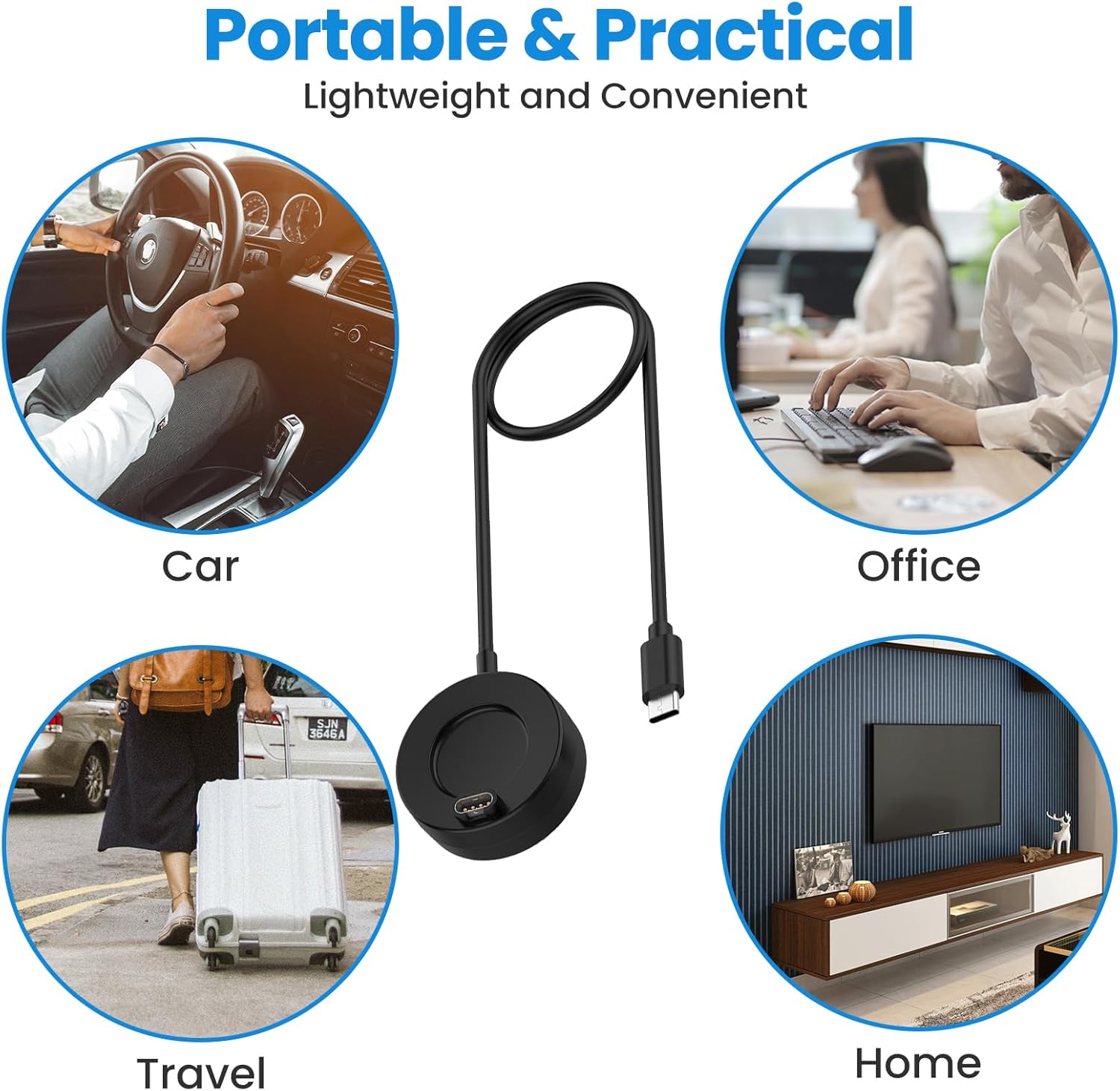 Type-C Charging Stand Compatible with Garmin Vivoactive 5/6,Epix/Epix Pro/Epix Gen 2 Pro,Venu 4/3/3S,Forerunner 55/165/265/965,Fenix 8/7/6/E Charger Dock Station,for Garmin Watch Charger Cable