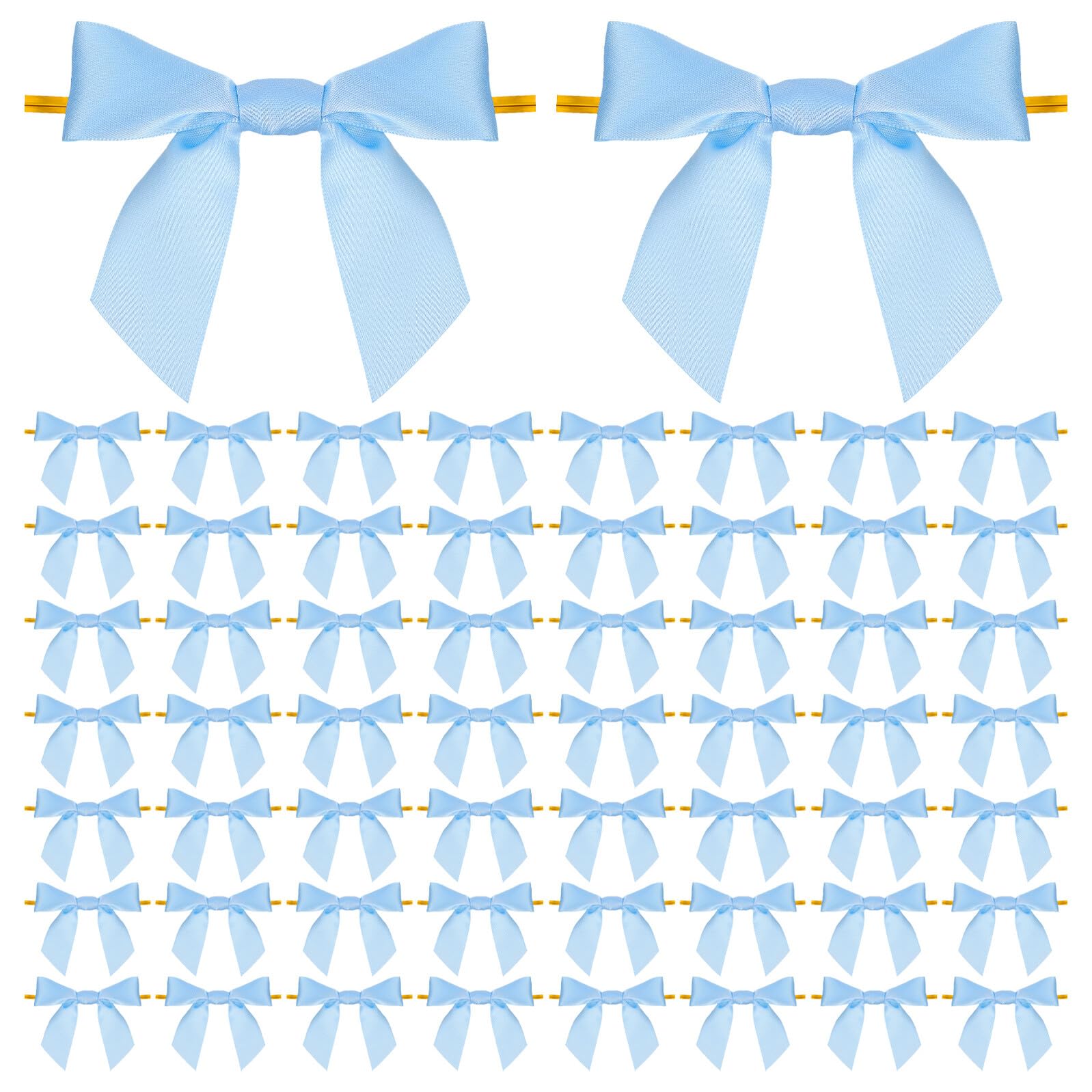 TOYANDONA 100 Unidades Unidades Lazos Preatados para Regalos con Alambre Lazos Pequeños para Manualidades y Bolsas de Regalo para Envolver y Decorar Color Azul