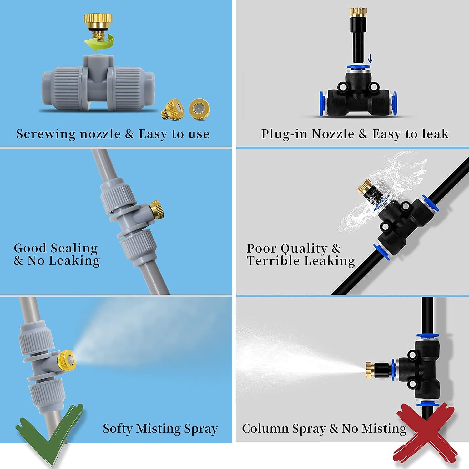 Karveden [Upgraded Misting Cooling System - Outside Mister Hose 83FT + 25 Mist Nozzles + 3/4" Faucet Adapter for Patio Garden, Greenhouse, Trampoline Waterpark, Fan