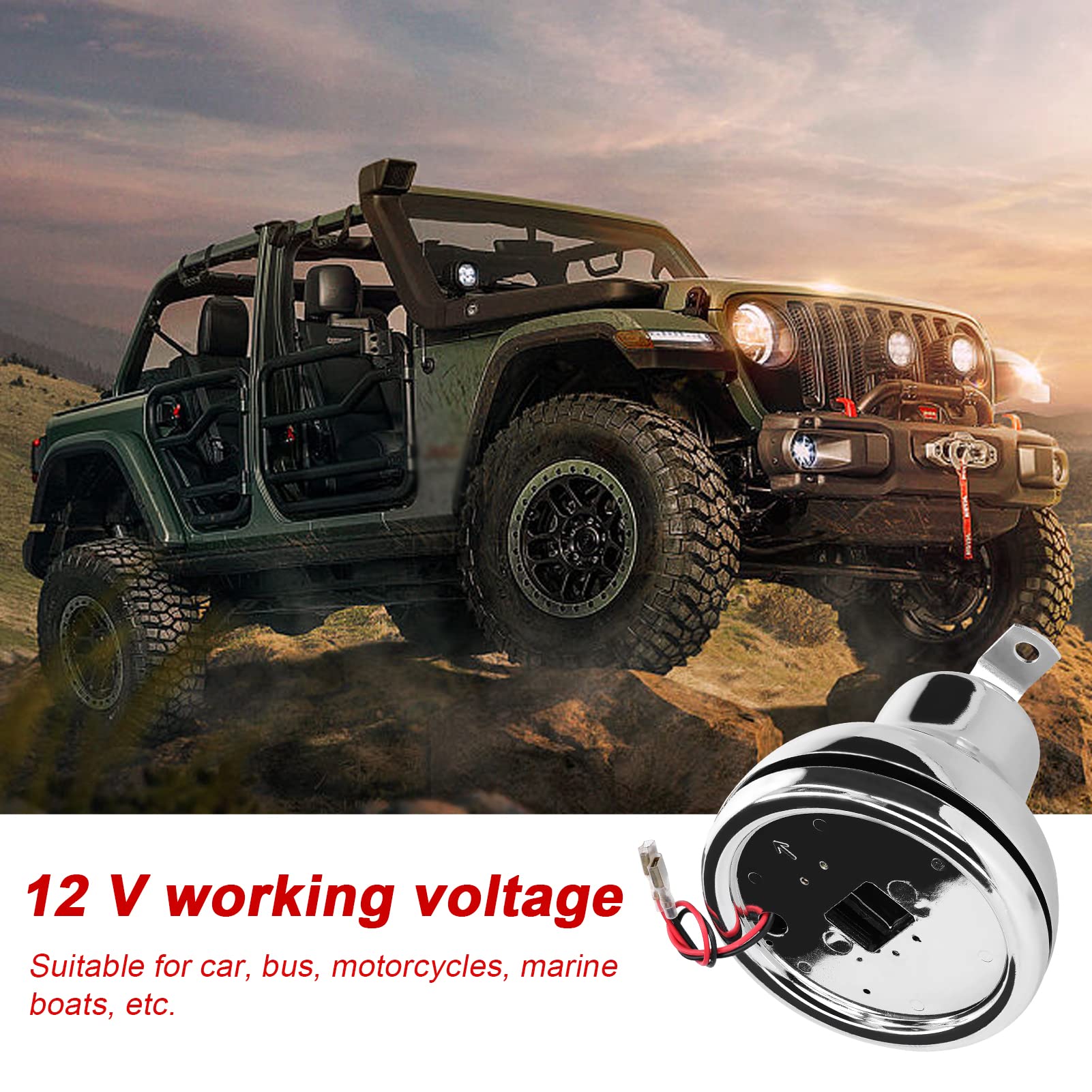 HUIOP Cloche Électrique,12 V 110Db Électrique Cloche Forte Alarme De Sécurité Klaxon Interne Grève En Acier Inoxydable Alarme D'Urgence Cloche Pour Voiture Véhicule Moto Marine Bateau