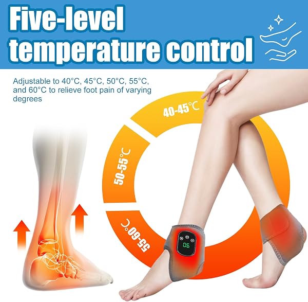 Foot Massager, Wireless 3-in-1 Foot Revive Massager with 3 Vibration Modes & 5 Heat Levels, Portable Heated Ankle Wrap for Both Father and Mother (2pcs) - 3
