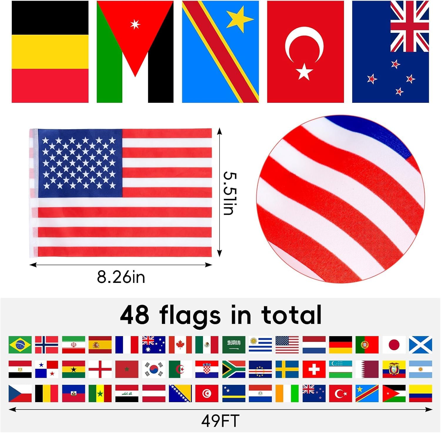Coupe Du Monde,Guirlande 48 Pays Drapeaux Monde 14x21cm Banderole Décoration Supporters Match Jardin Bar Fête Football Wm De Football 2026 Fussball Wm 2026 Bannière Internationale Extérieur Intérieur