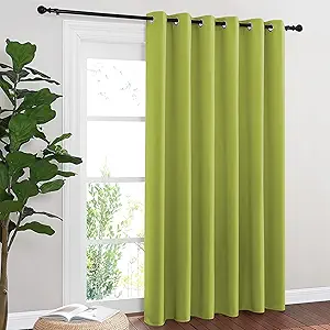 NICETOWN Blackout Sliding Door Curtains 84 Inch Length, Extra Wide Room Divider Grommet Energy Saving Thermal Insulated Curtain for Patio Door Window(W80 x L84, 1 Panel, Fresh Green)