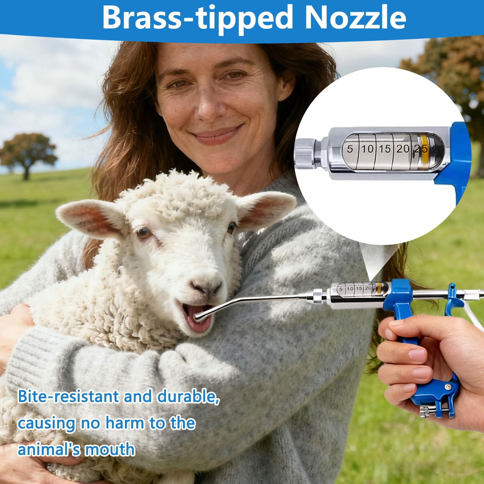 Pistolet vétérinaire continu réglable de 30 ml, pistolet d'alimentation en métal, outil de dosage de médicaments, distributeur de médicaments pour bétail, moutons, porcs