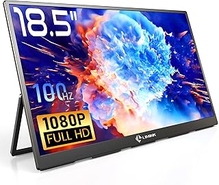 LIMINK 18.5 inch Portable Monitor 100HZ 100% sRGB 1080P FHD IPS Large Portable Monitor for Laptop USB-C HDMI Ultra-Slim HDR Travel Gaming Monitor w/Kickstand & VESA for Mac PC PS4/5 Xbox Switch