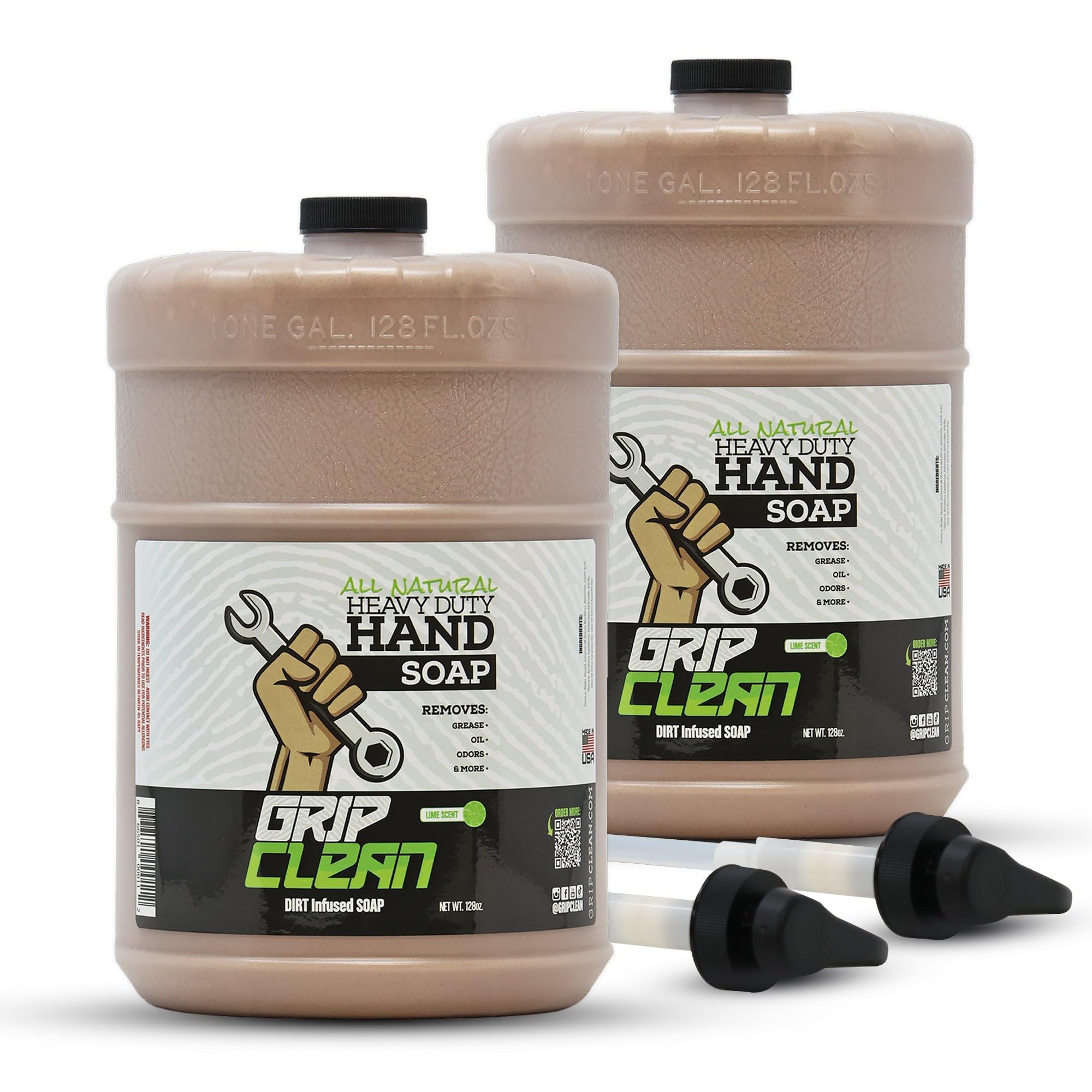 Grip Clean All Natural Heavy Duty Hand Soap - (2 Pack) One Gallon Refill jugs