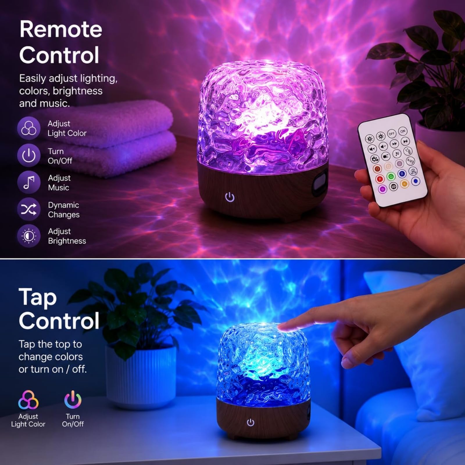 Ocean Wave Lamp, Ambient Lampada Da Tavolo con Telecomando, 16 Colori, per Camera Da Letto, Soggiorno, Festa
