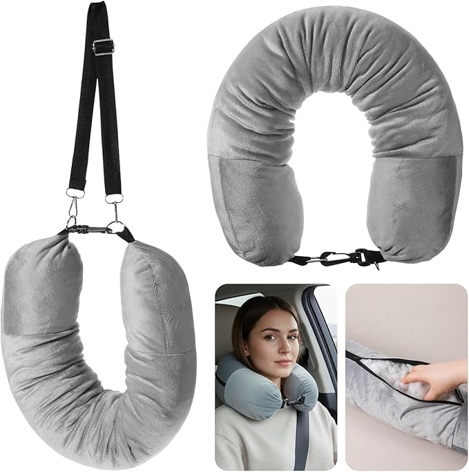Almohada de viaje Plegable Poliéster Gris miniatura 8