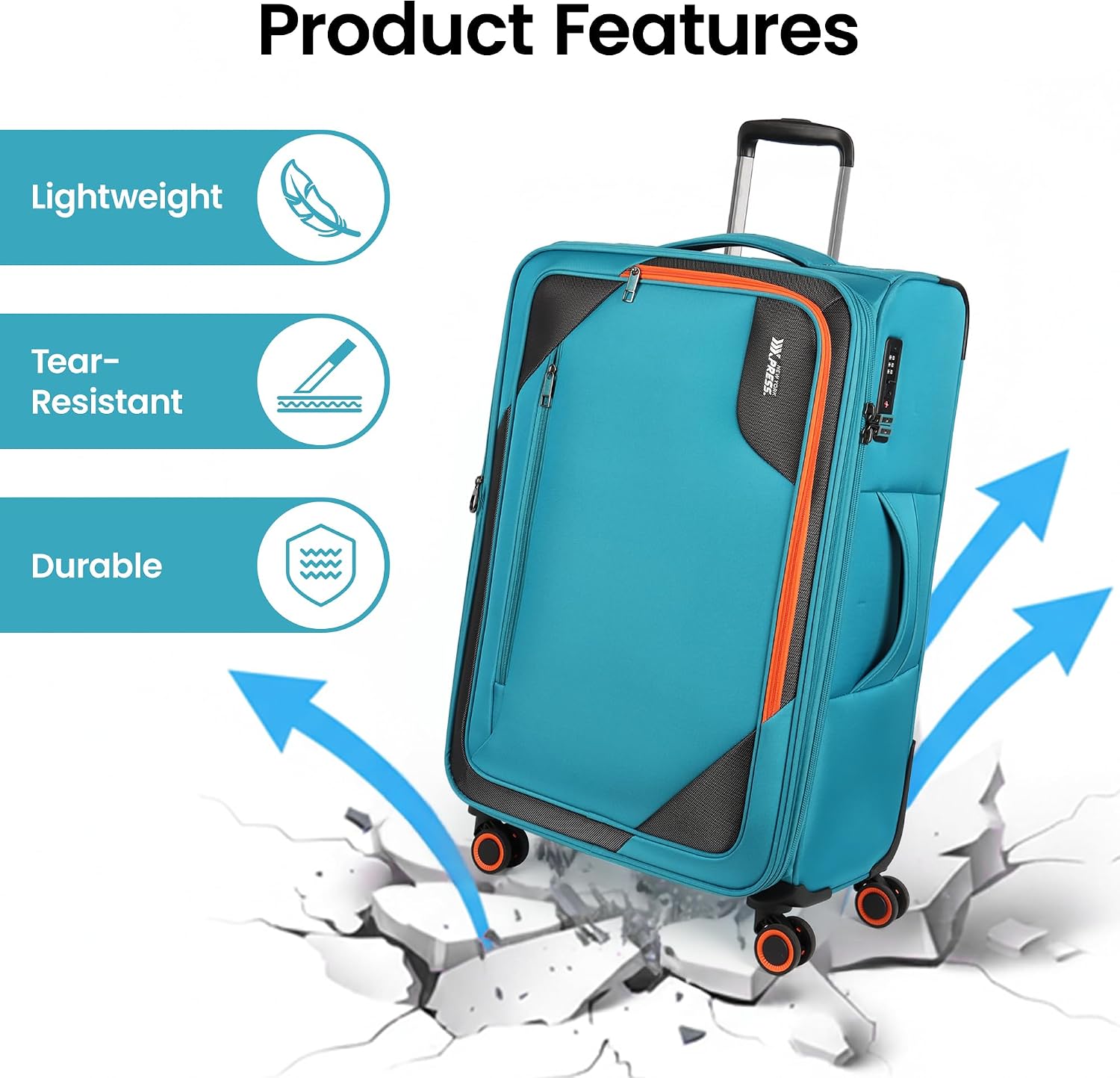 28 inch Luggage with Spinner Wheels,Large Softside Expandable 20% Checked Luggage w/TSA LOCK,Lightweight Durable Rolling Luggage for Men/Women（SkyBlue,28in）