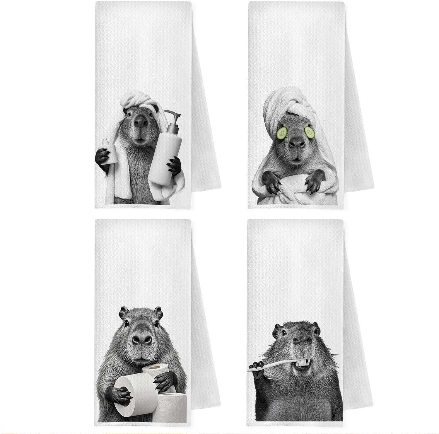 Funny Elephant Bathroom Hand Towels, Elephant Lover Gifts, Humor Bathrobe Elephants Animal Decorative Hand Towel for Bathroom Washroom Restroom, 16x24 Inch Set of 4
