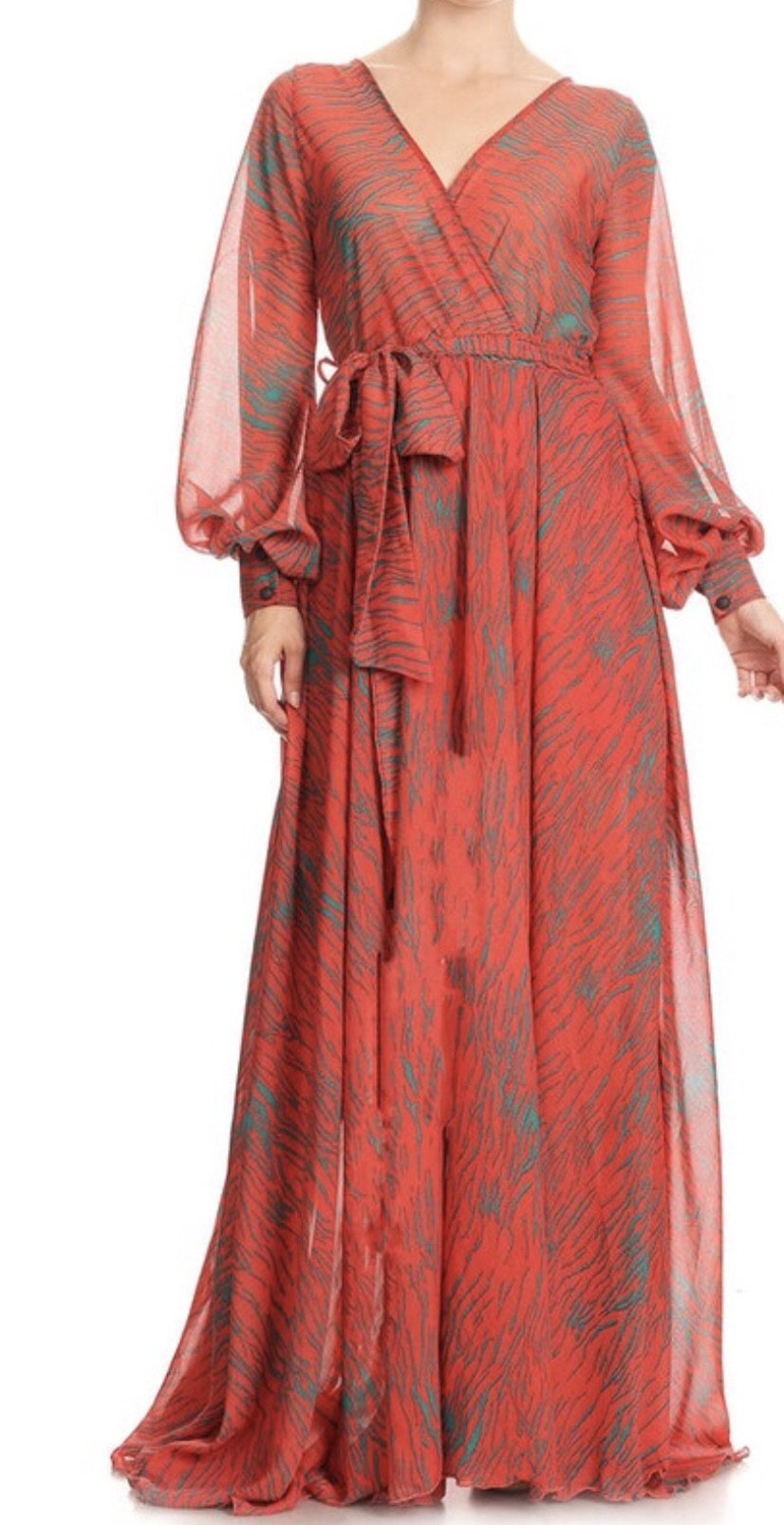 Eleganza Gorgeous Coral And Tan Full Sweep Maxi Dress Size | Desertcart  Jamaica