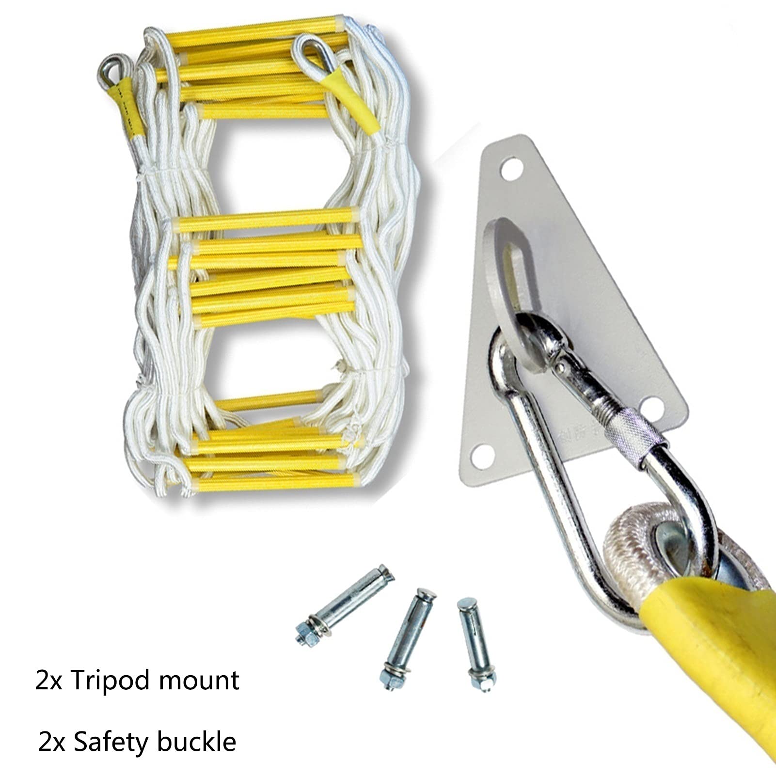Rope Ladder, Safety Ladder,Emergency Rescue Rope Step Ladder, Fast Deploy Ladder/8m/26.25ft Yellow