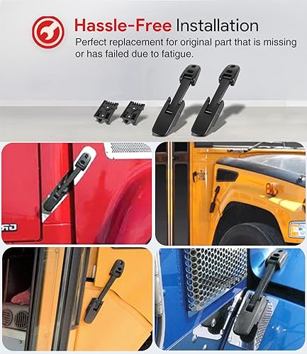 Miniatura 5 de Paquete de 2 pestillos de capó resistentes para Kenworth T170, T270, T330, T370, T660 Peterbilt 325, 335, 337, 340, 348, 384, 386, 567, 569, 579