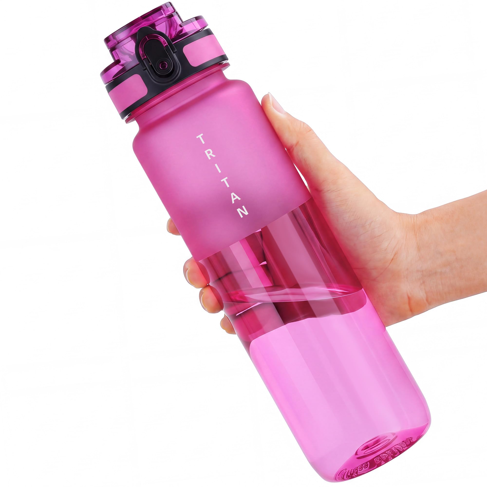 OLDLEY 32oz Sports Half-Frosted Clear Water Bottle with Anti-Dust Chug Lid — image 1