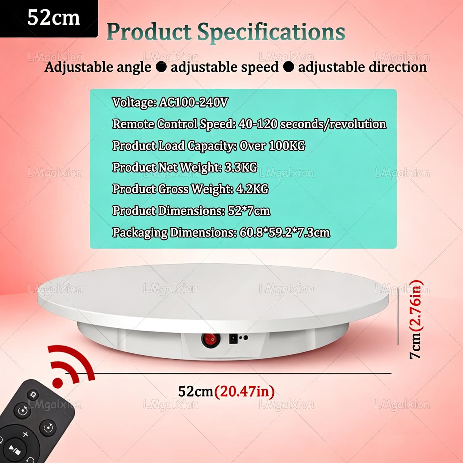 Geräuscharmer Motorisierter Drehteller Für 360°-Produktpräsentation White-52cm