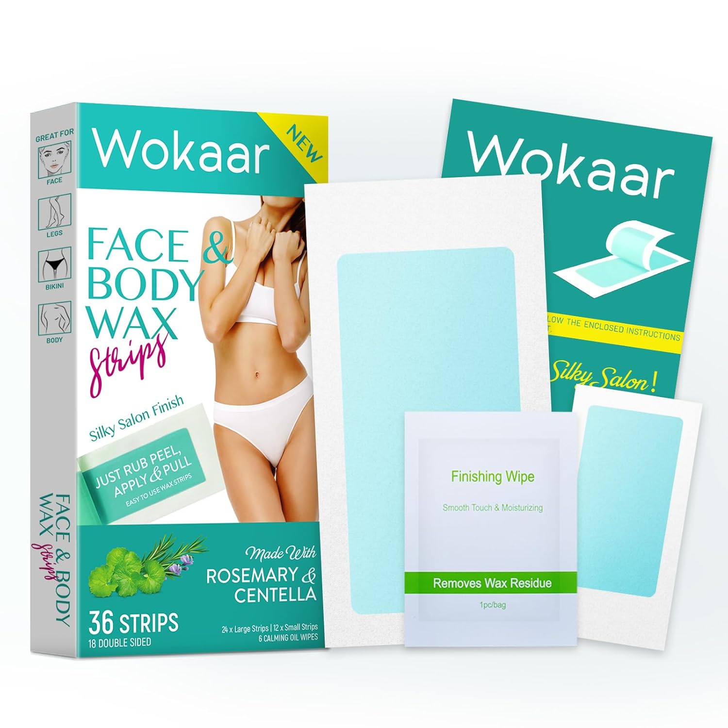 Body Wax Strips Hair Removal Kit - 42 Count Beeswax