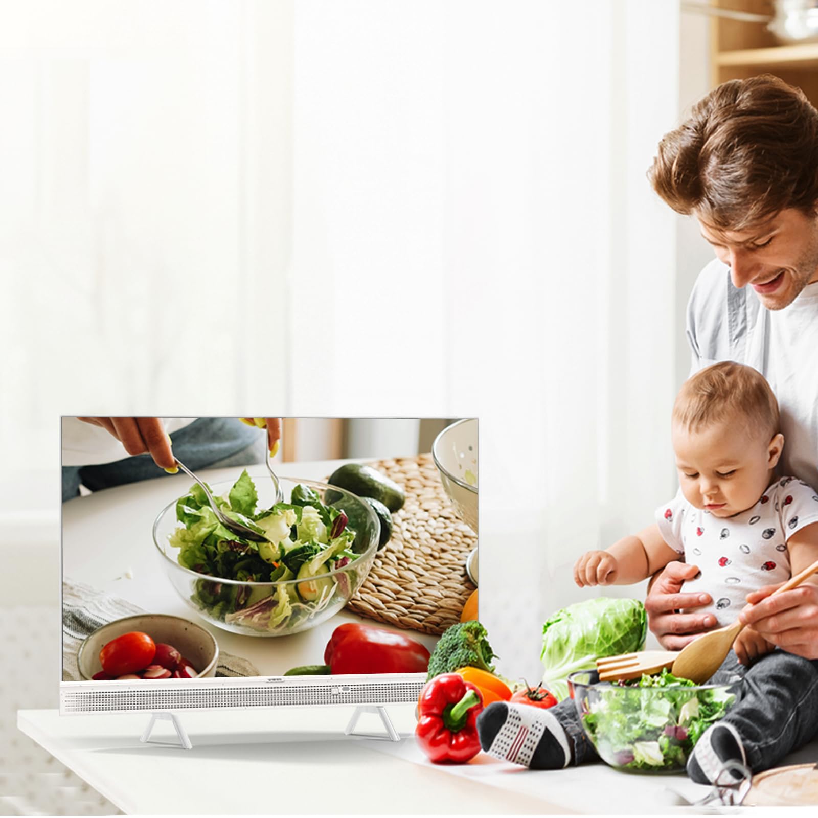 Metz 32 Pulgadas QLED Smart TV Portátil, 32MQE7100Z Google Television, HD, HDR10, 2x10W Potentes Altavoces Frontales, DBX, Dolby Audio, USB-C, Chromecast, Trabajar con Google Assistant, Blanco, 80cm