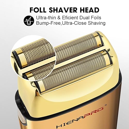 Miniatura 2 de HIENA PRO Afeitadora de aluminio para hombres barbería, recortadora eléctrica doble, maquinilla de afeitar eléctrica profesional, afeitadora de