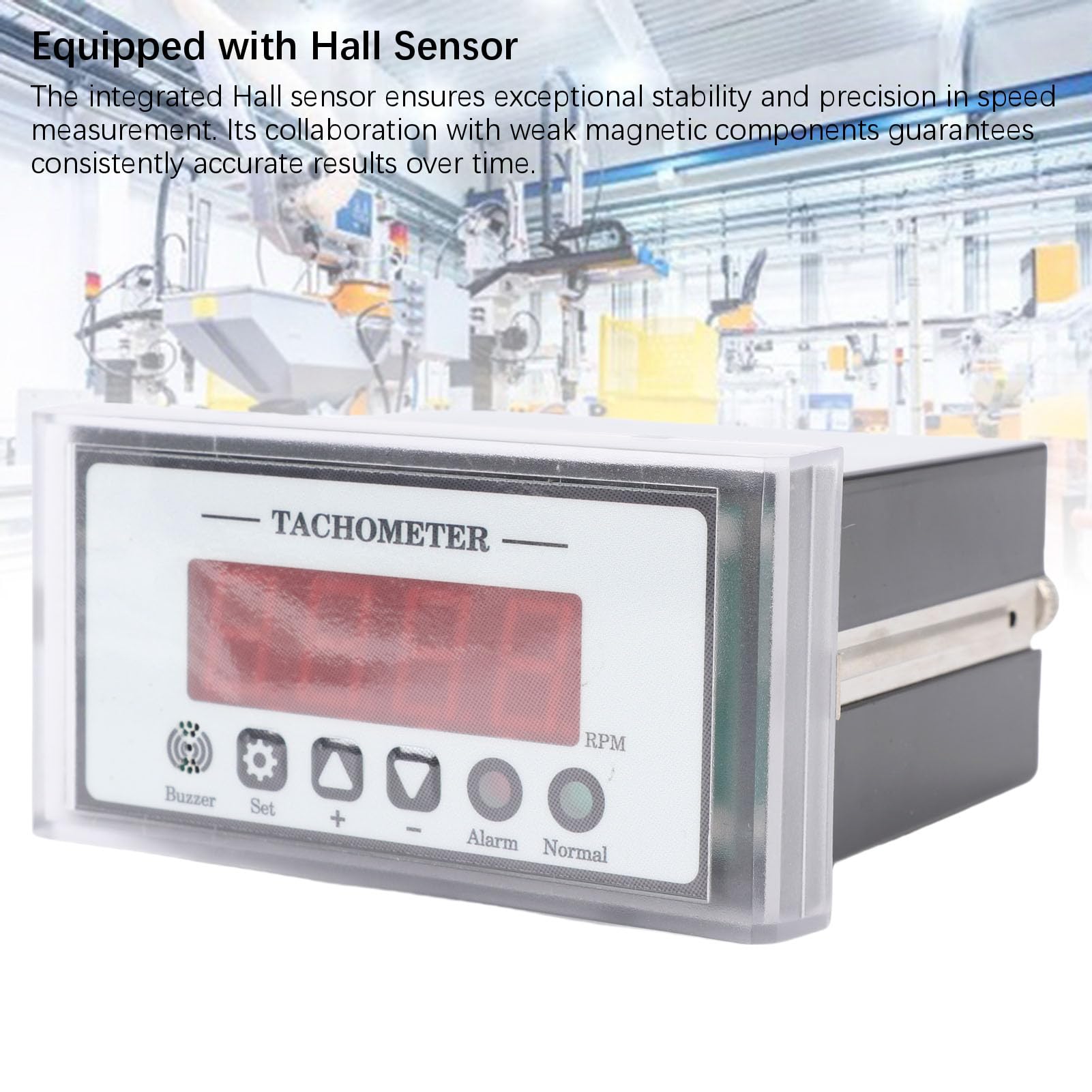 Fafeicy Digitaler LED-Drehzahlmesser, Drehzahlmesser, Parametereinstellungen für Drehmaschinen-Fördermotor, NPN-Sensor, 110–230 V AC