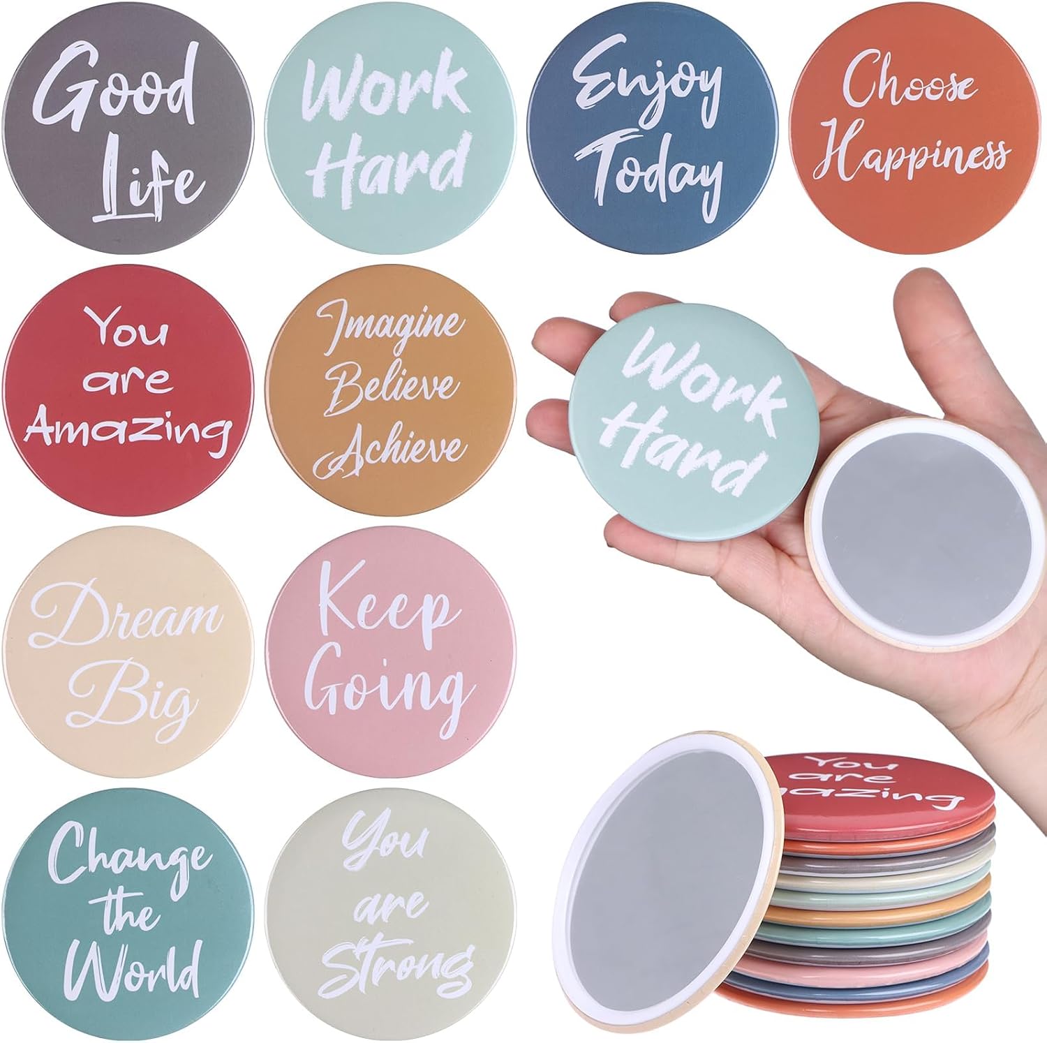30 Pcs Inspirational Compact Mirrors Thank You Gifts Bulk