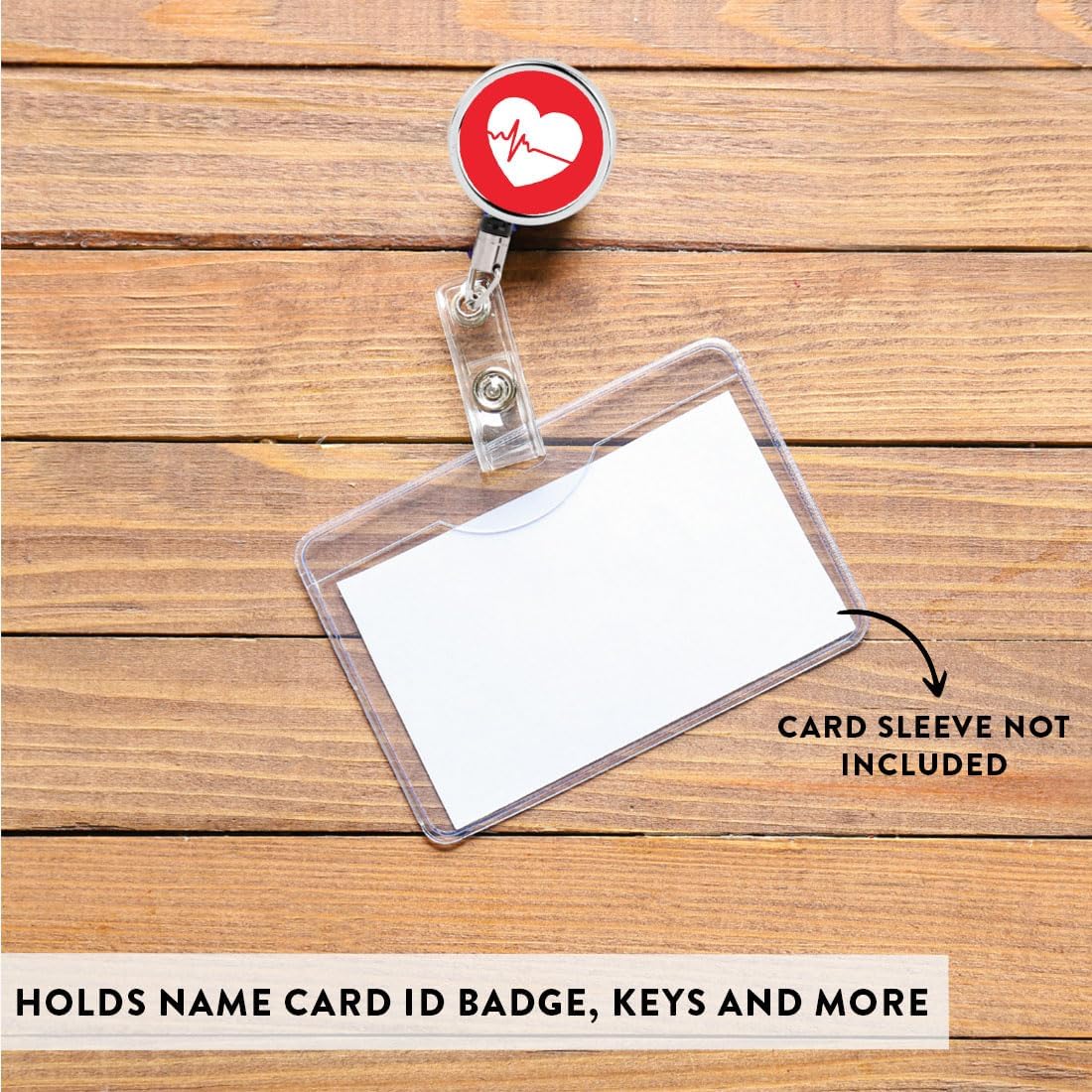 Andaz Press Retractable Badge Reel Holder with Clip, Heavy Duty Metal Name Tag Retractable ID Key Belt Clip EKG Heart, Essential Nurse, RN, Medical ID, Doctor, Pediatric, Hospital ER Work Gift