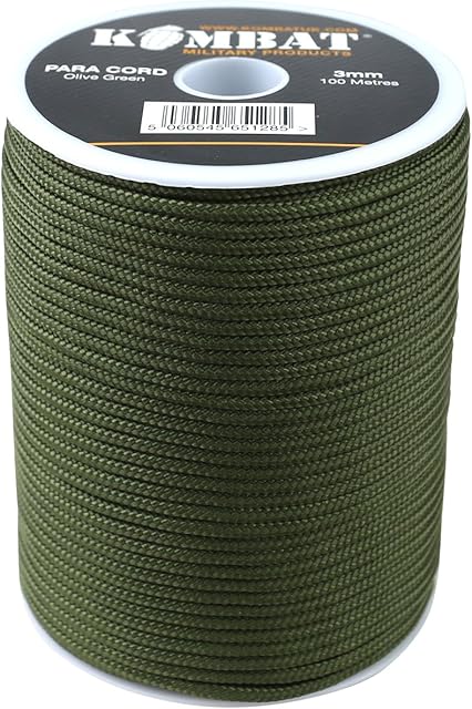 Kombat UK Lightweight Unisex Outdoor Paracord Reel available in Olive Green - 100 Metre
