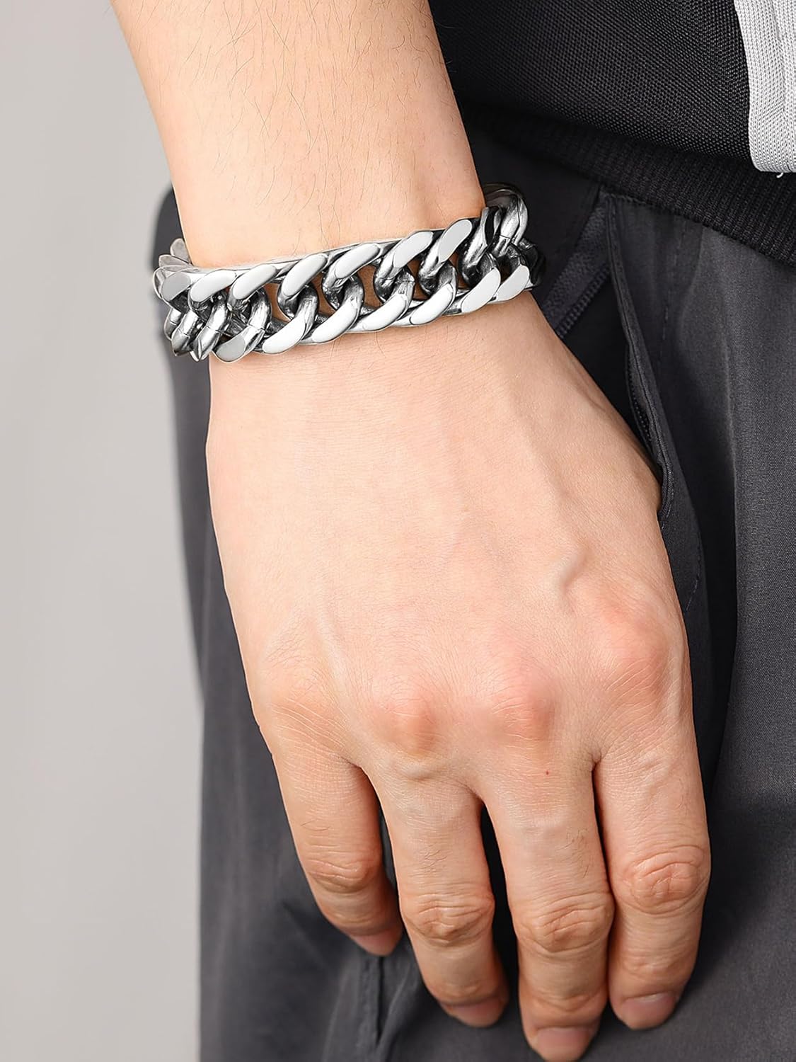 ChainsHouse Stainless Steel Cuban Link Bracelet, 8mm/12mm/17mm Width, 7.5"/8.3"/9", 18K Gold Plated Chain Wrist Bracelets for Men Women, Send Gift Box - Image 7