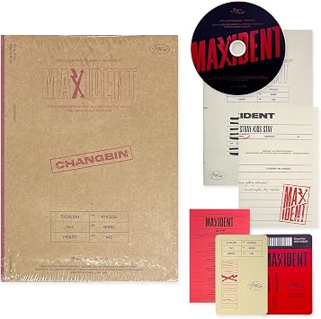 STRAY KIDS - ألبوم صغير [MAXIDENT] CASE Ver. / تشانغبين فير. حافظة ورقية + كتاب صور + قرص مضغوط قابل للتسجيل + كلمات الأغاني ورق + بطاقة صور + وحدة ملصق مطوي صغير + بطاقة صور حصرية + شارات ذات زرين